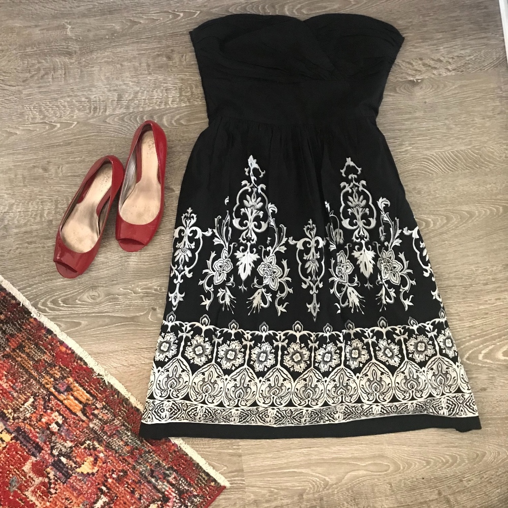 WHBM Strapless Little Black (And White) Dress